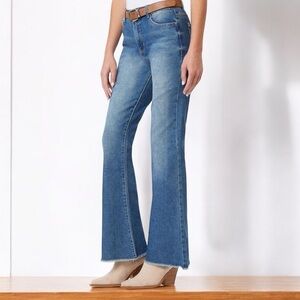 JEAN-STAR Bootcut Frayed Hem Jeans Women Size Petite 12 Blue Normcore Casual